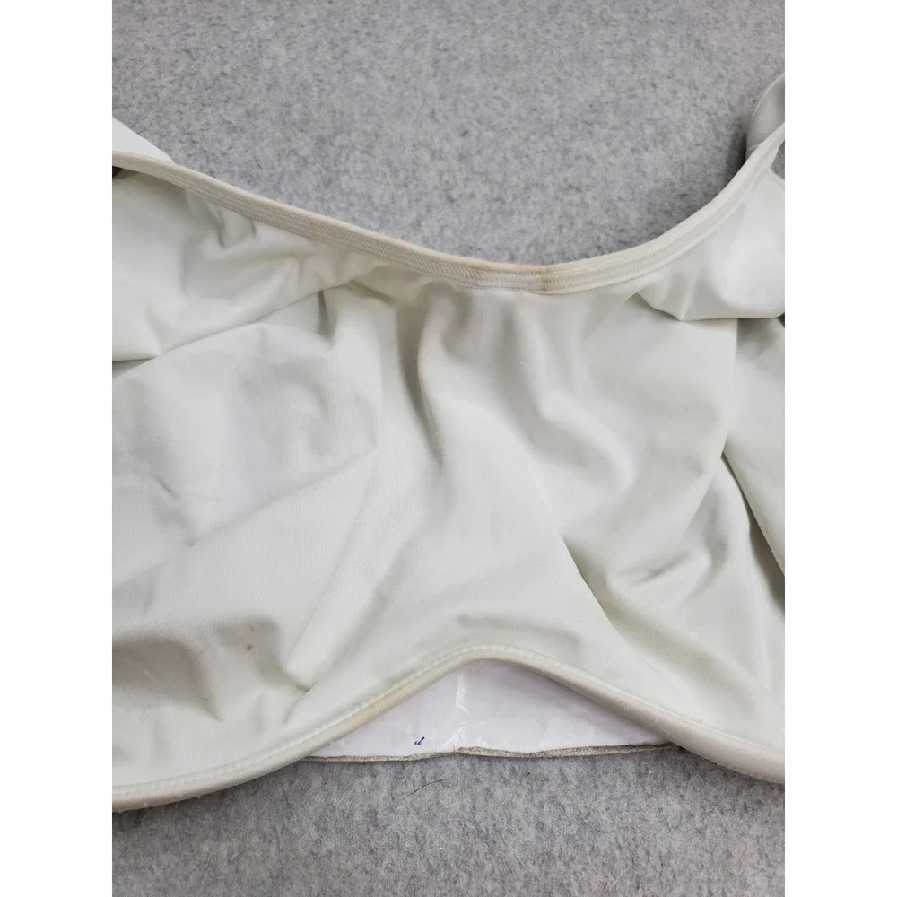 SYROKAN Women Sports Bra 46F White Underwired Wide Strap Unlined